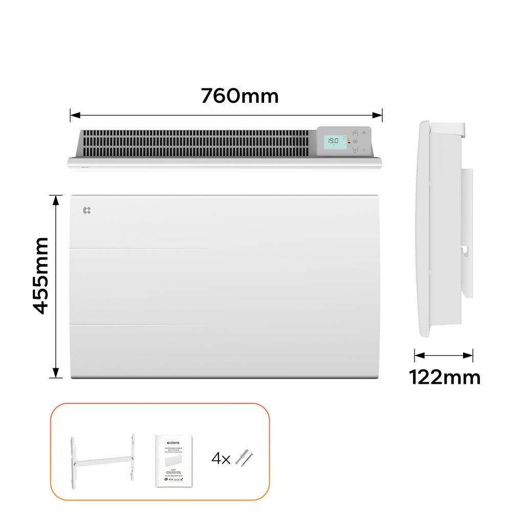 1500W Ceramic Electric Radiator with Digital Thermostat & Weekly Timer