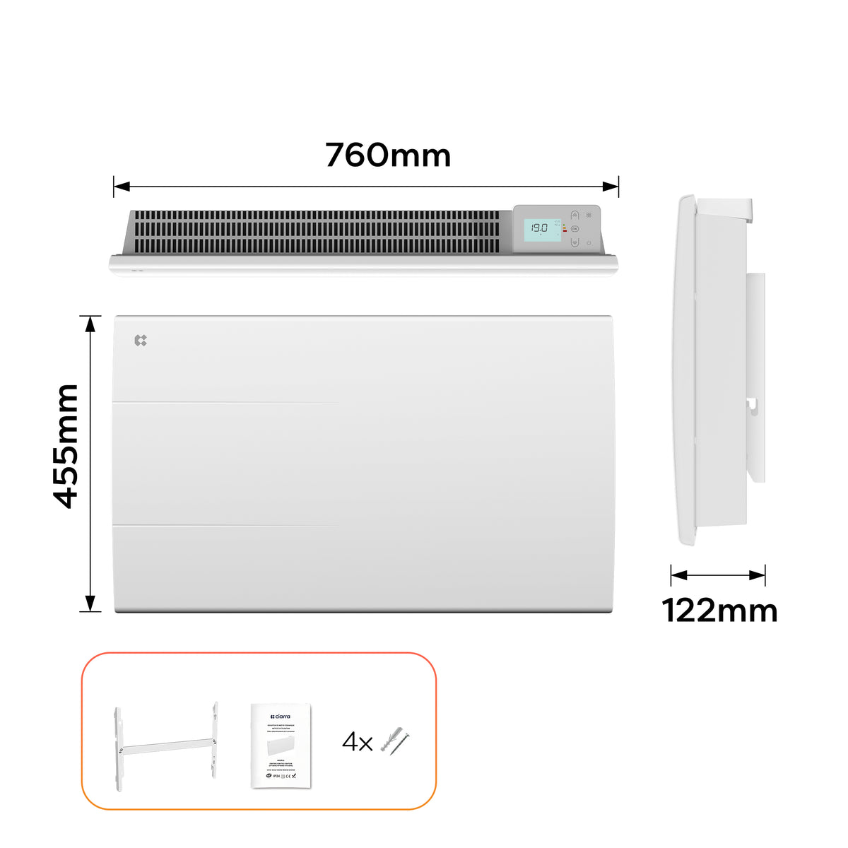 1500W Ceramic Electric Radiator with Digital Thermostat & Weekly Timer
