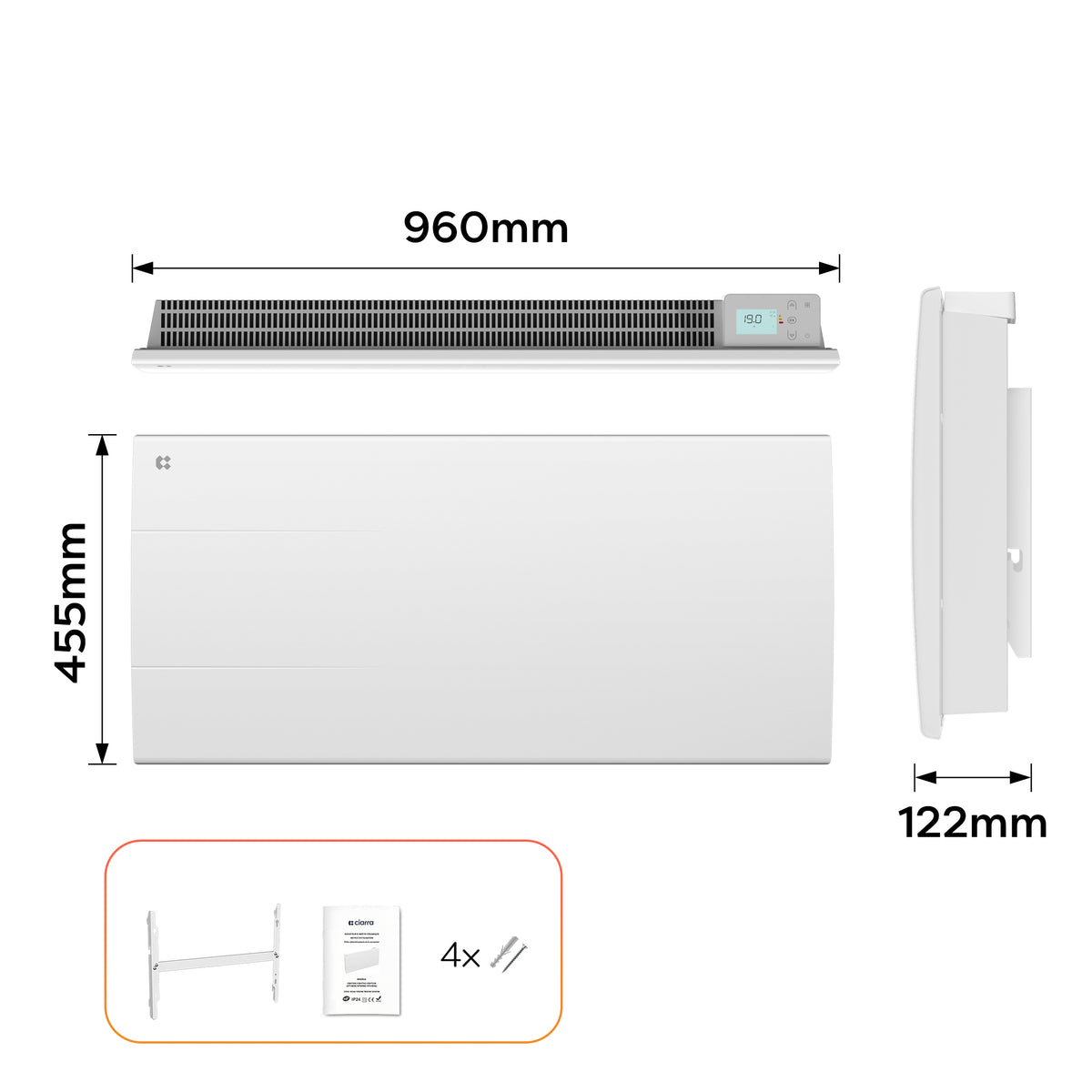 2000W Ceramic Electric Radiator with Digital Thermostat & Weekly Timer