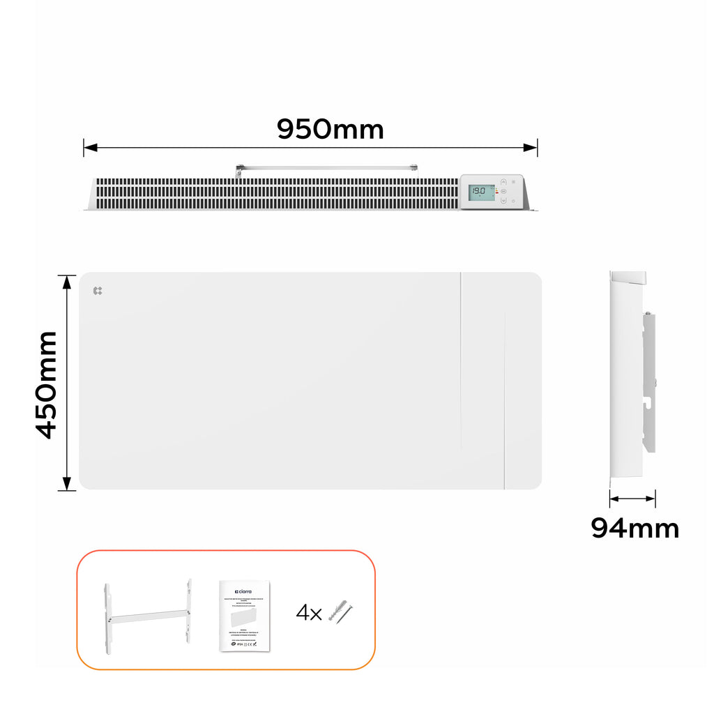 2000W Smart WiFi Electric Radiator with Dual Ceramic & Aluminium Heating Core