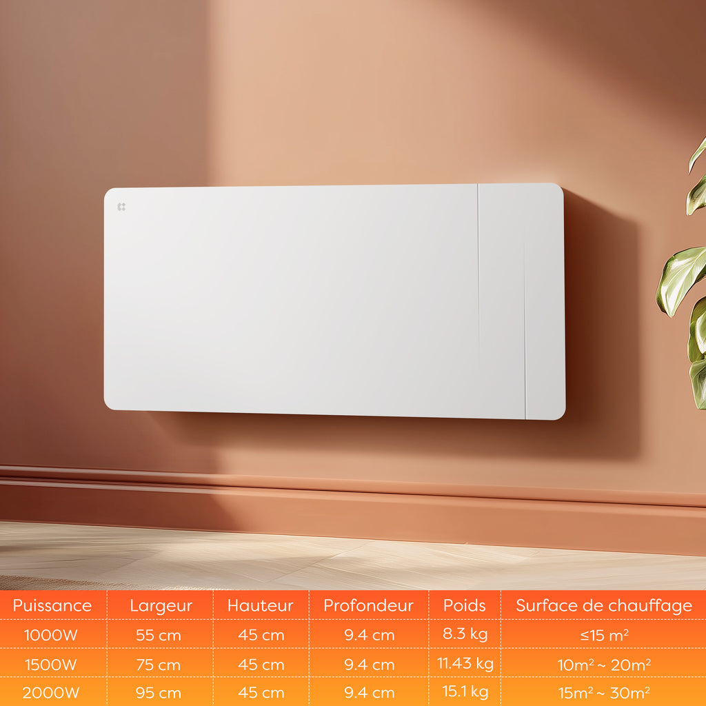 2000W Smart WiFi Electric Radiator with Dual Ceramic & Aluminium Heating Core