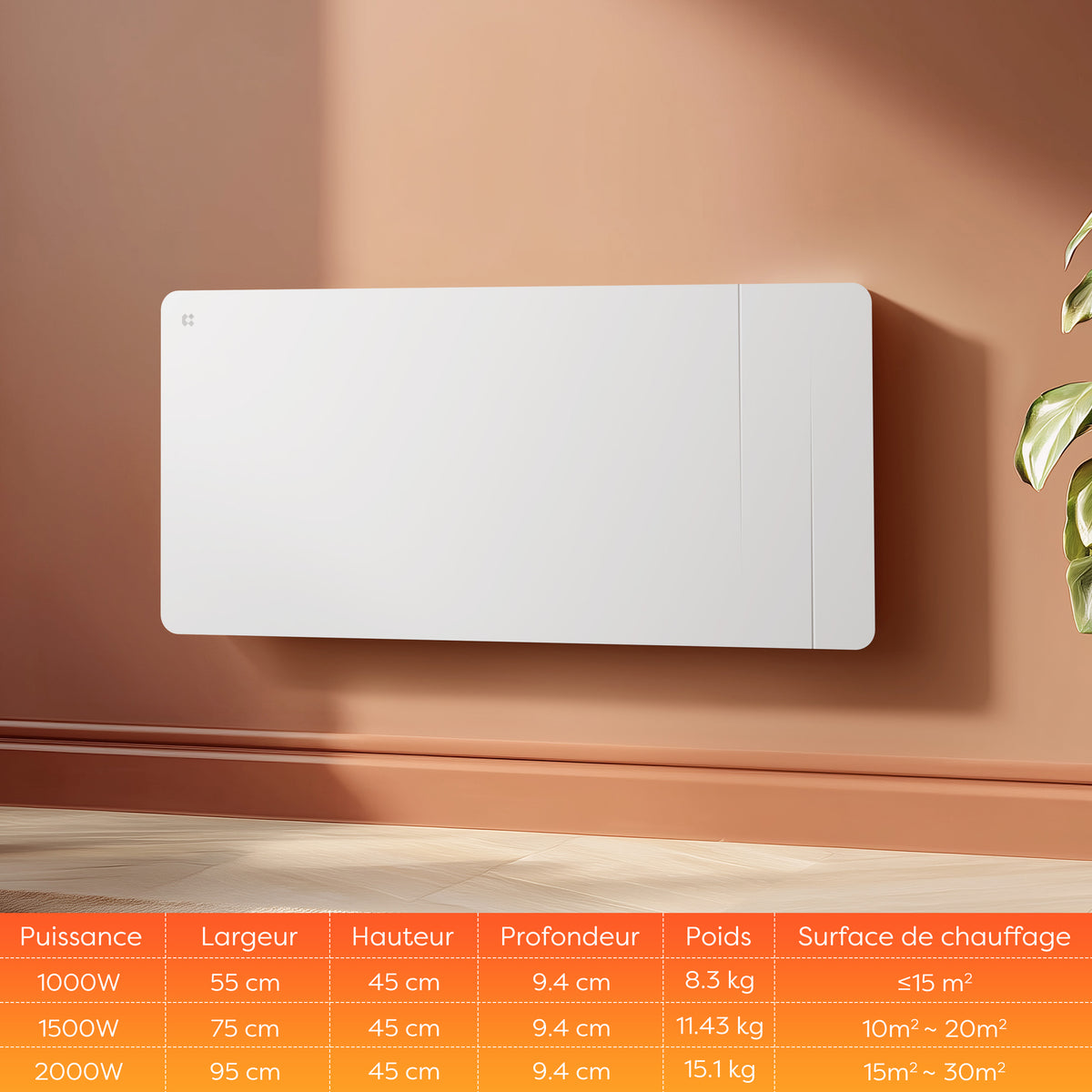 2000W Smart WiFi Electric Radiator with Dual Ceramic & Aluminium Heating Core