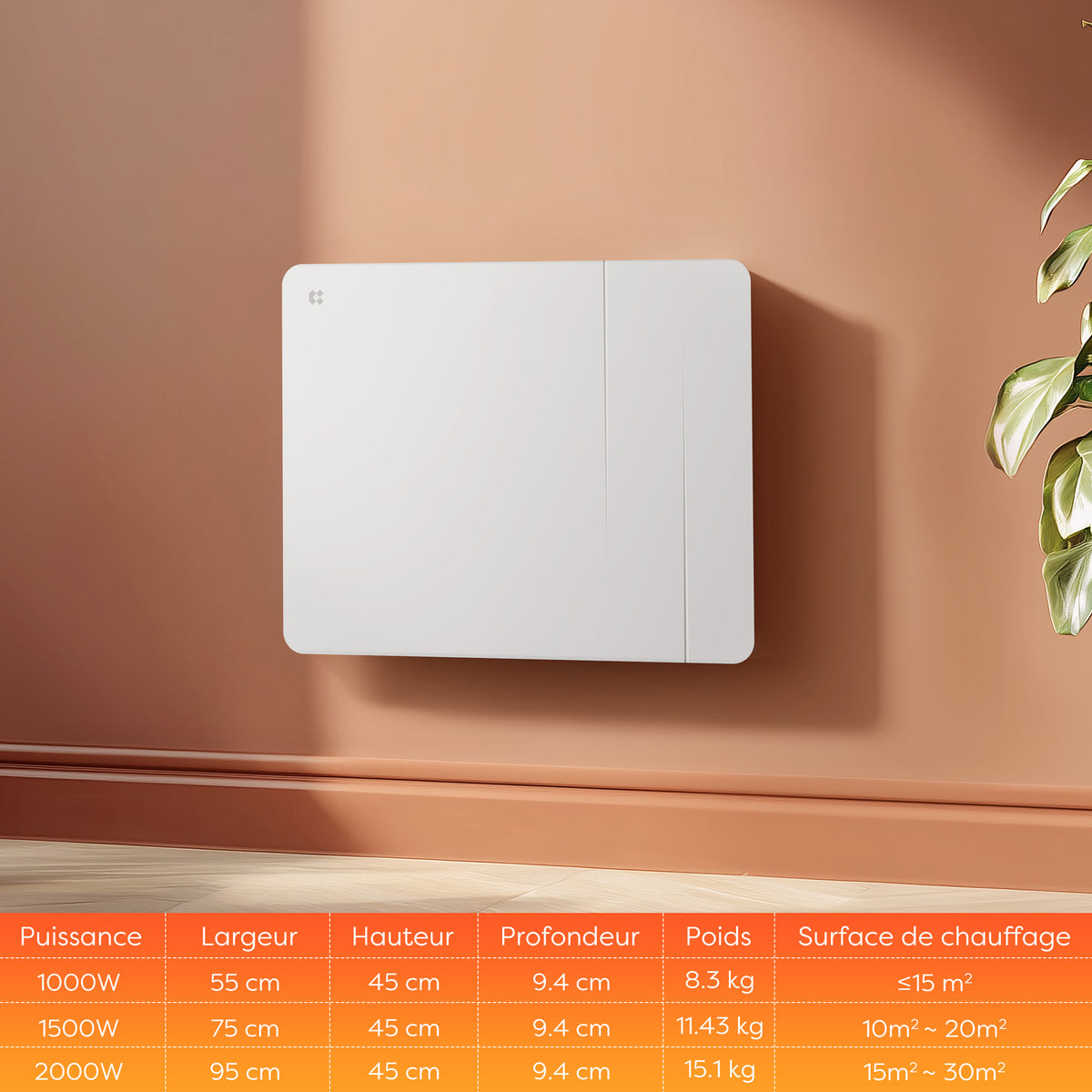 1000W Smart WiFi Electric Radiator with Dual Ceramic & Aluminium Heating Core