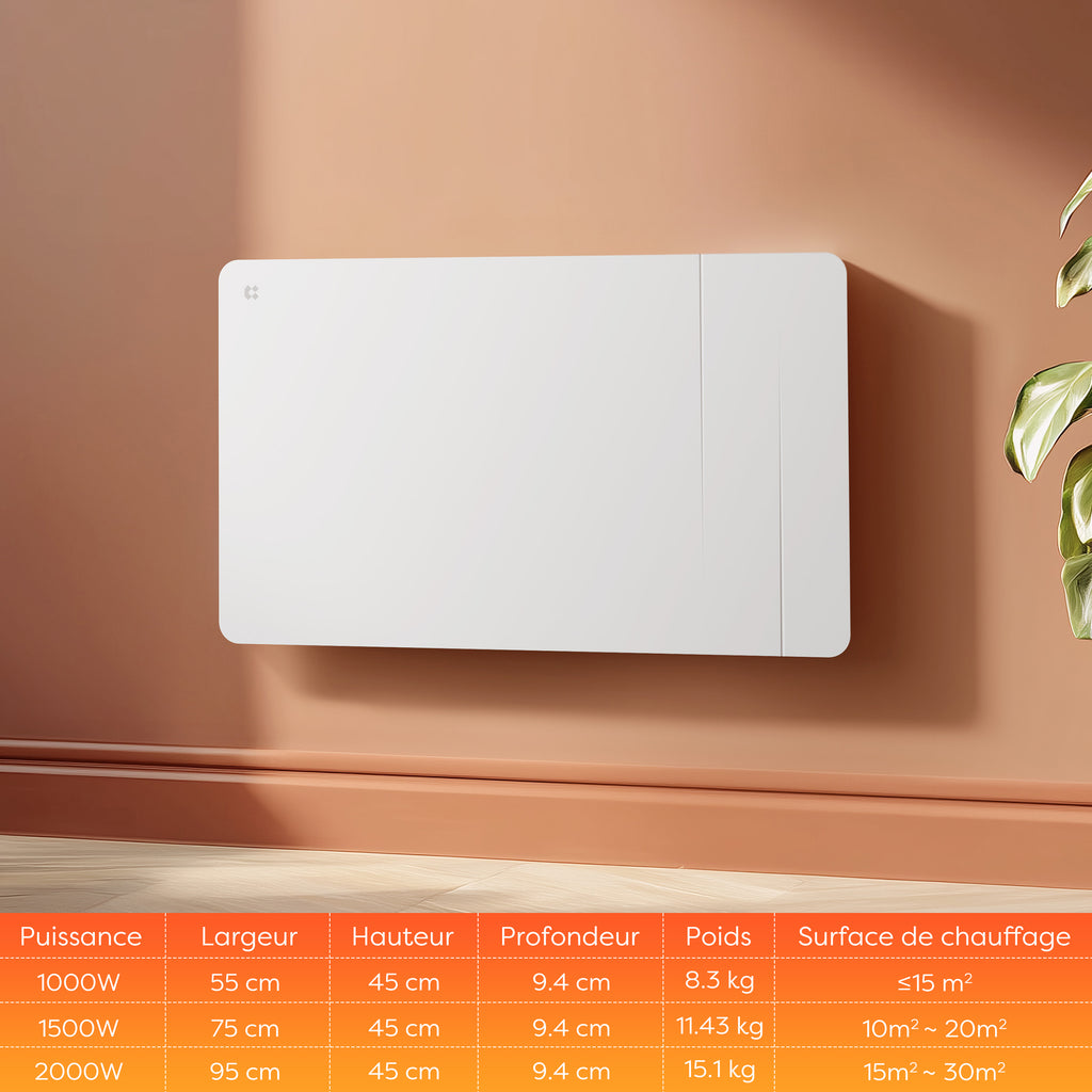1500W Smart WiFi Electric Radiator with Dual Ceramic & Aluminium Heating Core