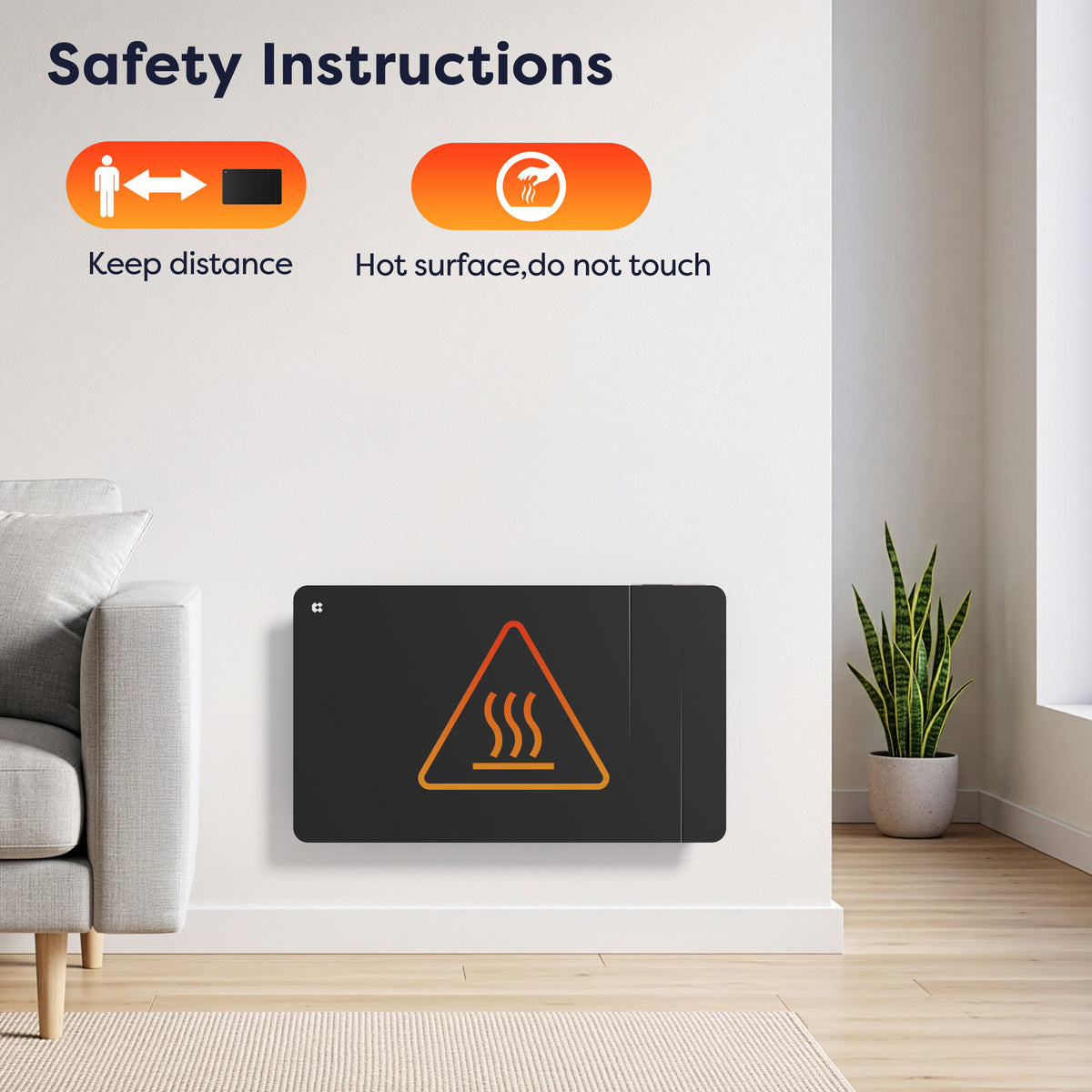 1500W Smart WiFi Electric Radiator with Dual Ceramic & Aluminium Heating Core-Black