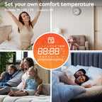1500W Smart WiFi Electric Radiator with Dual Ceramic & Aluminium Heating Core-Black