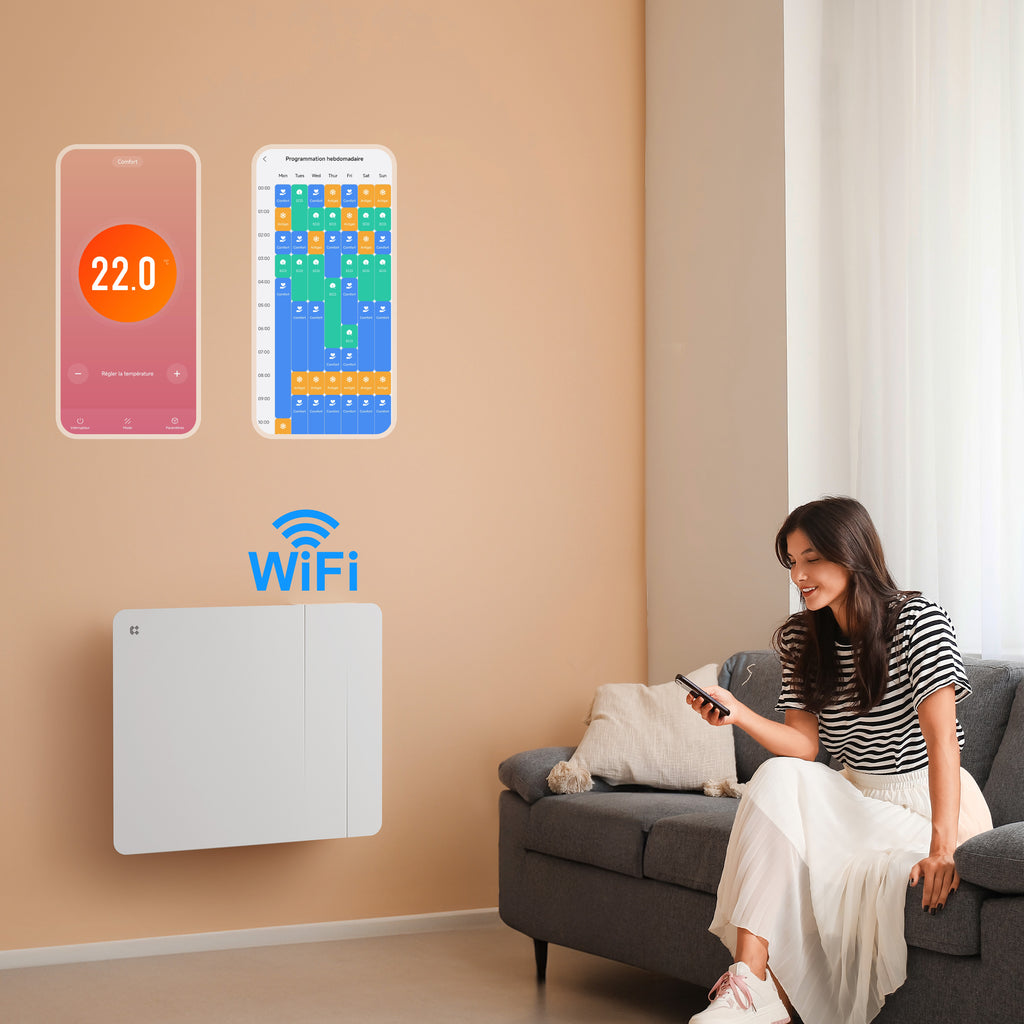 1000W Smart WiFi Electric Radiator with Dual Ceramic & Aluminium Heating Core