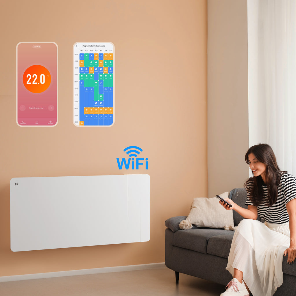 2000W Smart WiFi Electric Radiator with Dual Ceramic & Aluminium Heating Core